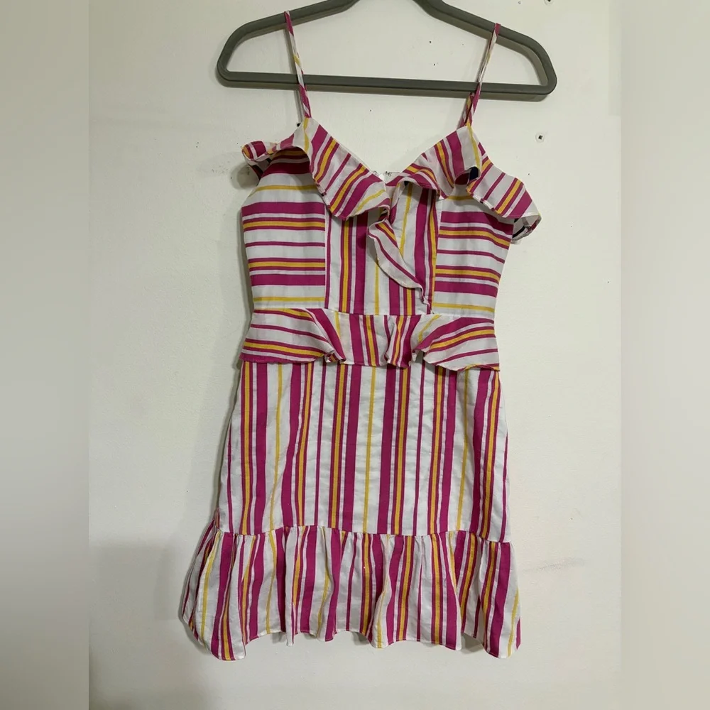 Parker Pink and White Striped Mini Dress - Picture 6 of 14